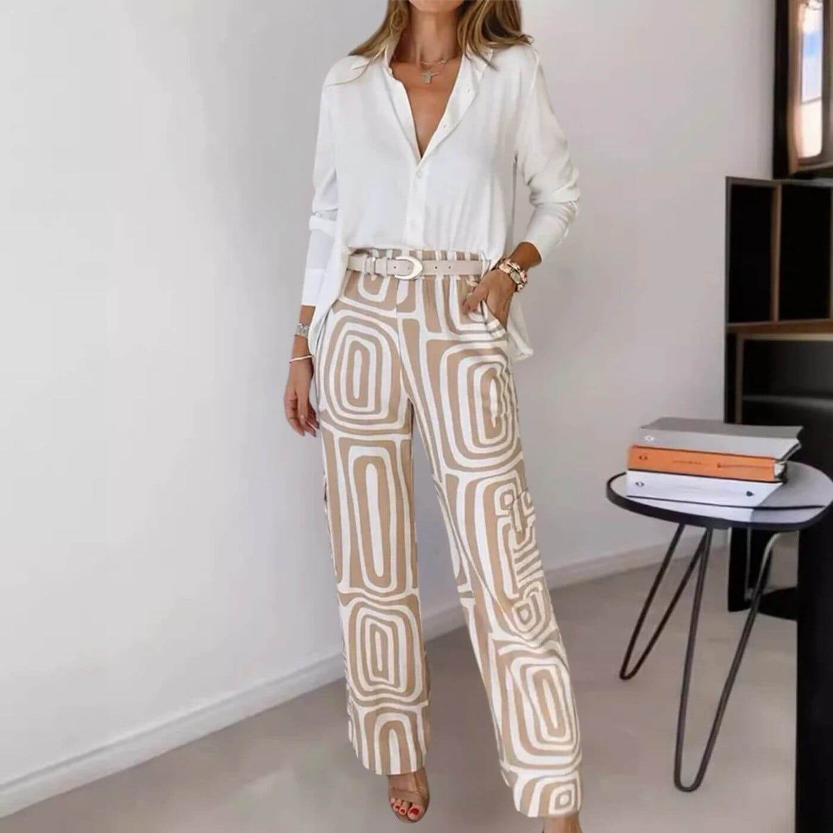 Hanna™ - Stilrent Blus & Byx Set i 2 Delar