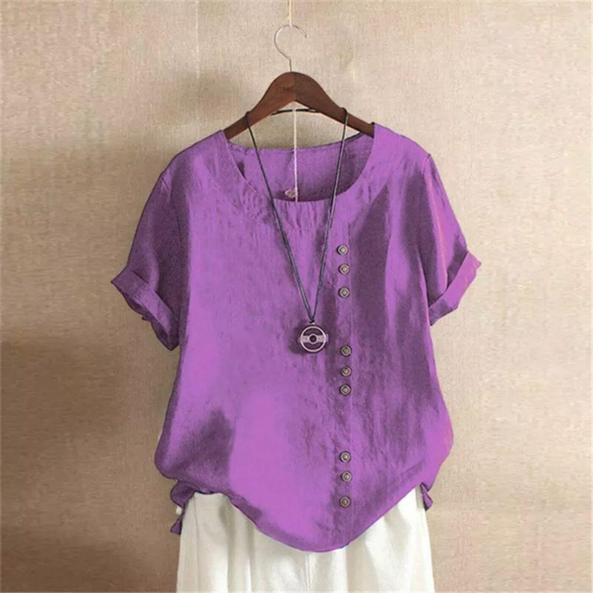 Leila™ – Rundhalsad Chalisblus