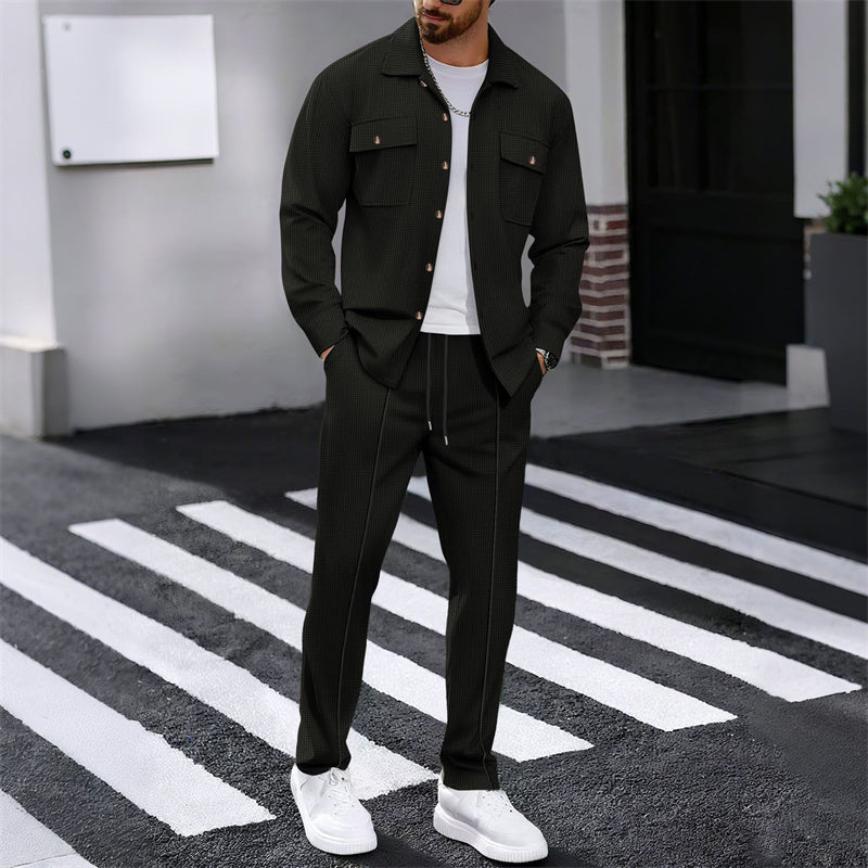 🔥 50 % RABATT! ⏰ byDiaan | Herrset JIm med knäppjacka + byxor i nätmaterial – Lätt oversize, andningsbart tyg & elegant avslappnad stil 👕👖